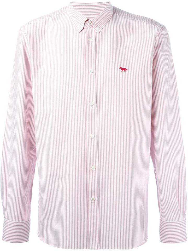 Maison Kitsuné Striped Shirt, Men's, Size: 41, Red, Cotton
