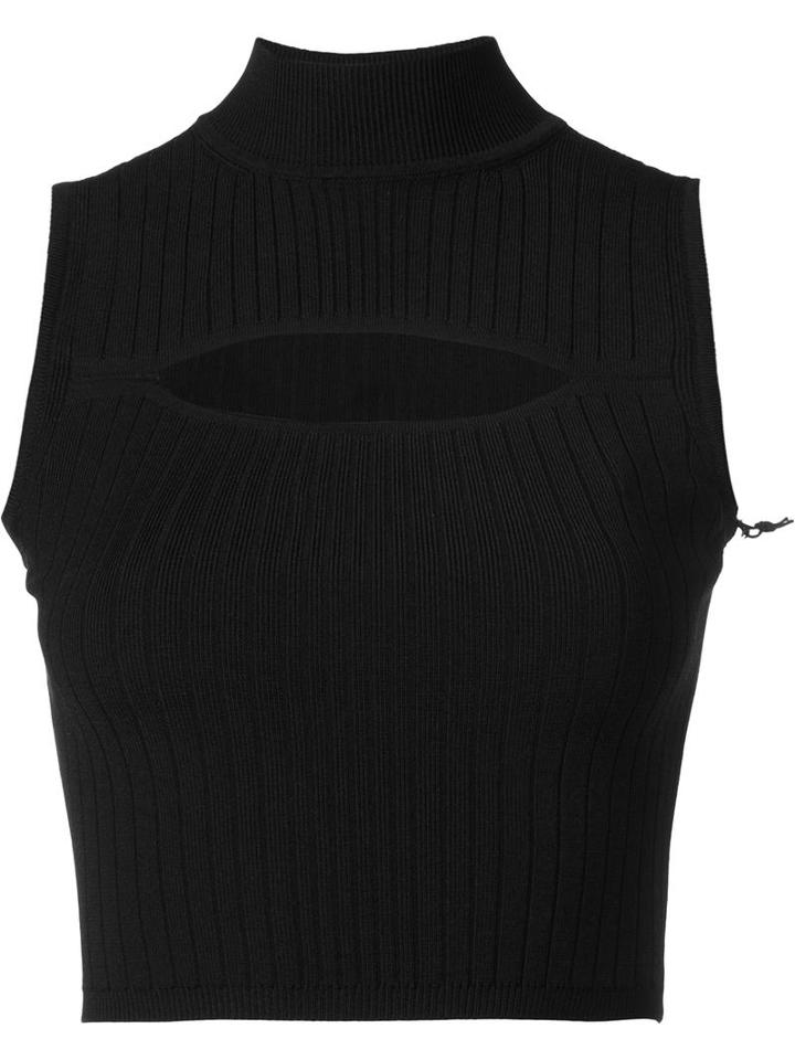 Cushnie Et Ochs Keyhole Cropped Top, Women's, Size: Small, Black, Viscose/polyester