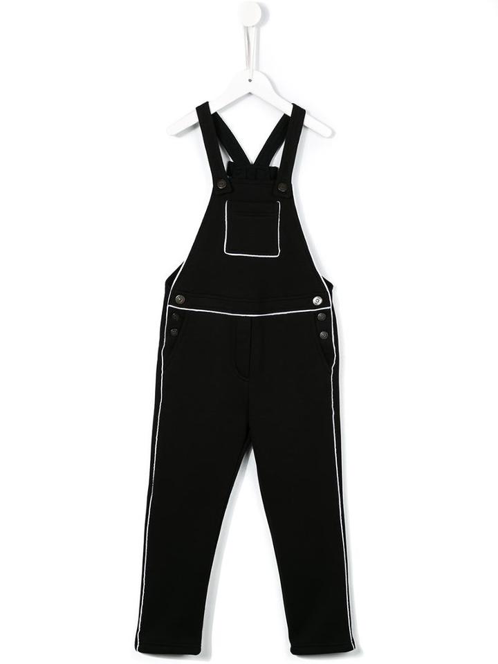 No21 Kids Piped Dungarees, Girl's, Size: 12 Yrs, Black