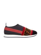 Fendi Tech Fabric Slip Ons - Black