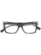 Fendi Eyewear Studded Tortoiseshell Square Frame Glasses - Brown