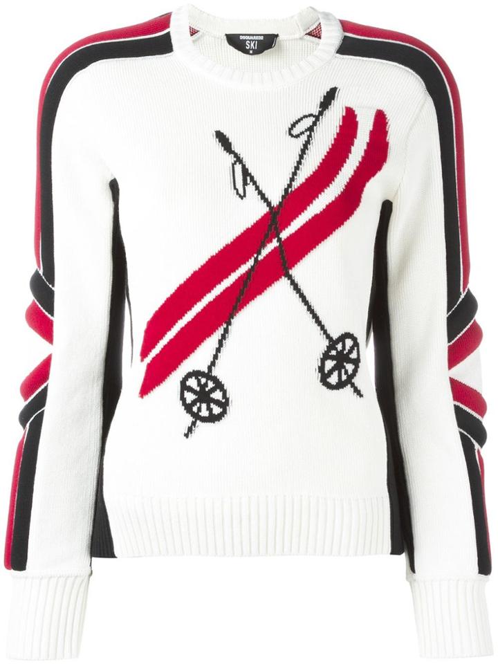 Dsquared2 Ski Ribbed Intarsia Jumper - White
