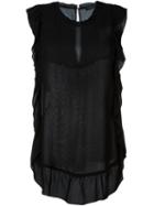 Twin-set Sheer Ruffle Tank, Women's, Size: Xs, Black, Viscose