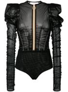 Maison Margiela Ruched Sleeve Mesh Body - Black