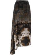 Antonio Marras Asymmetric Hem Paisley Skirt, Women's, Size: 40, Black, Silk/viscose