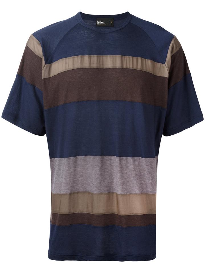Kolor Striped T-shirt, Men's, Size: 5, Blue, Cotton/nylon/cupro