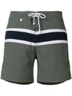 Cuisse De Grenouille Striped Drawstring Swim Shorts - Green