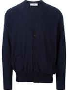 Ami Alexandre Mattiussi V-neck Cardigan, Men's, Size: Xl, Blue, Wool