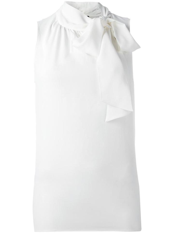Boutique Moschino Bow Tie Tank Top, Women's, Size: 42, White, Silk/rayon