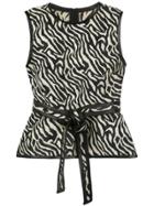 Dsquared2 Zebra Print Top With Waist Tie - Black