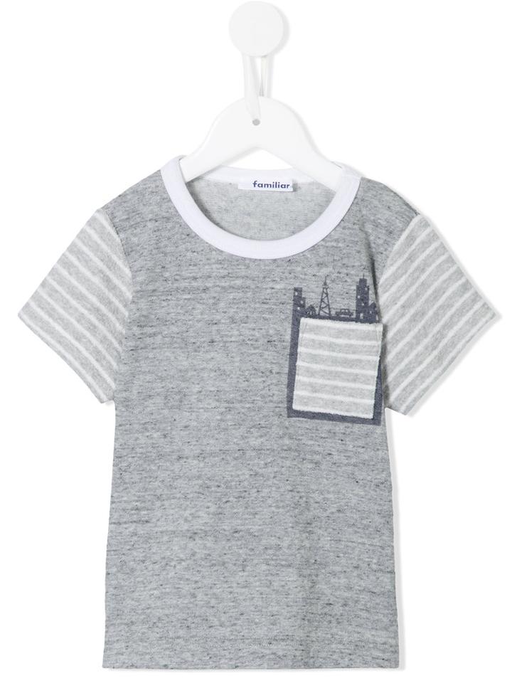Familiar - Stripe Detail T-shirt - Kids - Cotton - 7 Yrs, Grey
