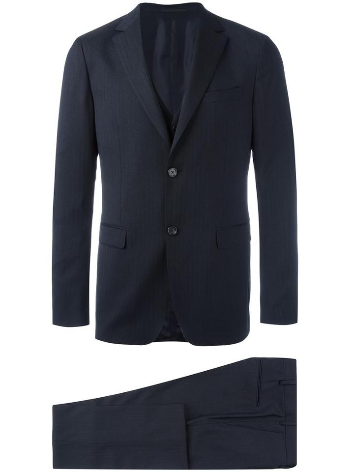 Z Zegna Two Button Suit, Men's, Size: 46, Blue, Wool/cupro