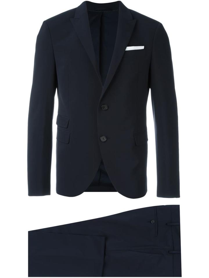 Neil Barrett Two-piece Suit, Men's, Size: 48, Blue, Polyester/spandex/elastane/viscose