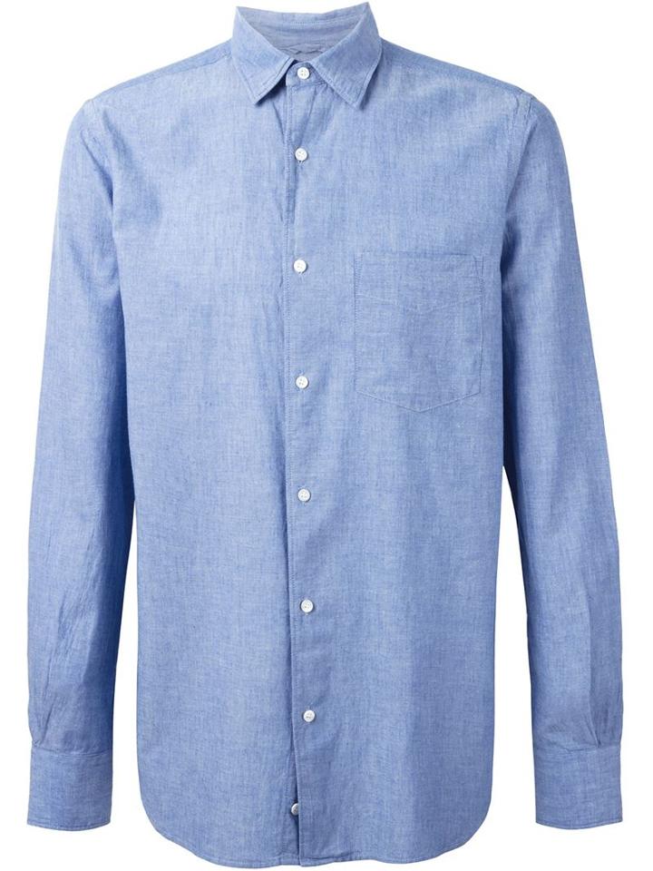 Aspesi Chest Pocket Shirt, Men's, Size: Xxl, Blue, Cotton