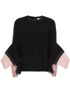 Roksanda Rana Trumpet Cuff Contrasting Stitch Blouse - Black