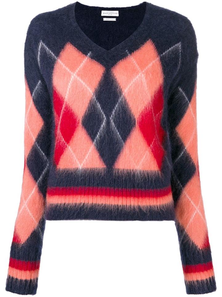 Ballantyne Diamond Knit Sweater - Blue