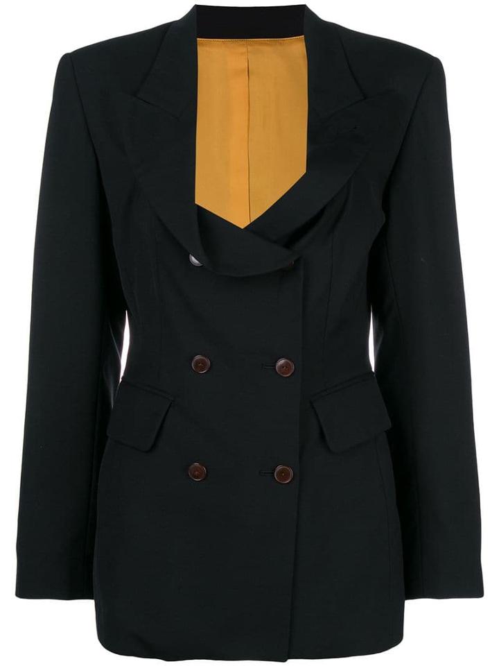 Jean Paul Gaultier Pre-owned Scoop Neck Double-breasted Jacket - Black