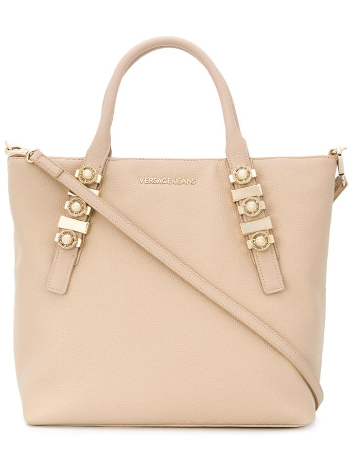 Versace Jeans Front Logo Tote Bag - Nude & Neutrals