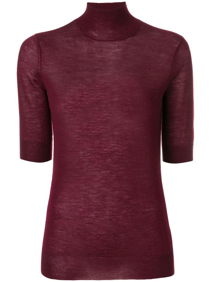 Joseph Cashmere Fine Knit Turtleneck Sweater - Pink & Purple