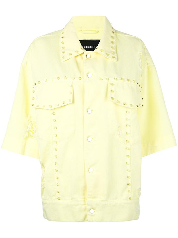 Marco Bologna - Oversized Studs Denim Jacket - Women - Cotton - 40, Yellow/orange, Cotton
