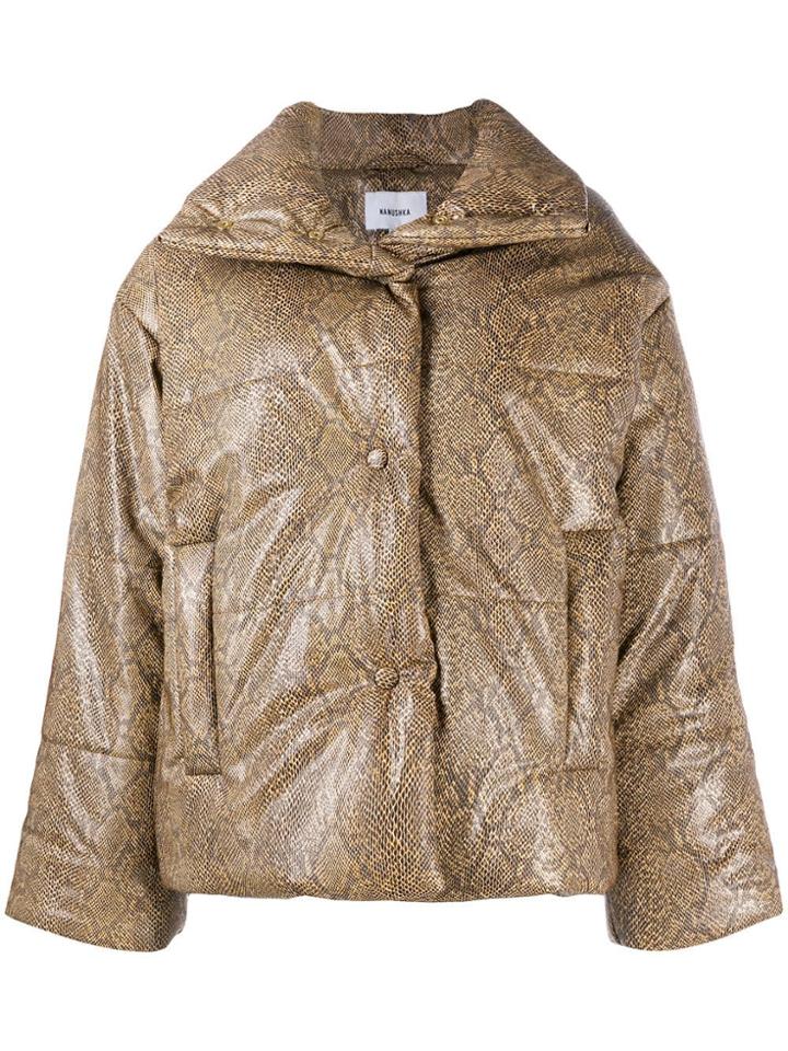 Nanushka Snakeskin Puffer Jacket - Brown
