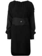 Marni Oversized Sleeve Crepe Satin Dress, Women's, Size: 44, Black, Silk/cotton/acetate/viscose