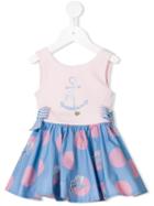Lapin House - Anchor Polka Dot Print Dress - Kids - Cotton/spandex/elastane - 18 Mth, Pink/purple