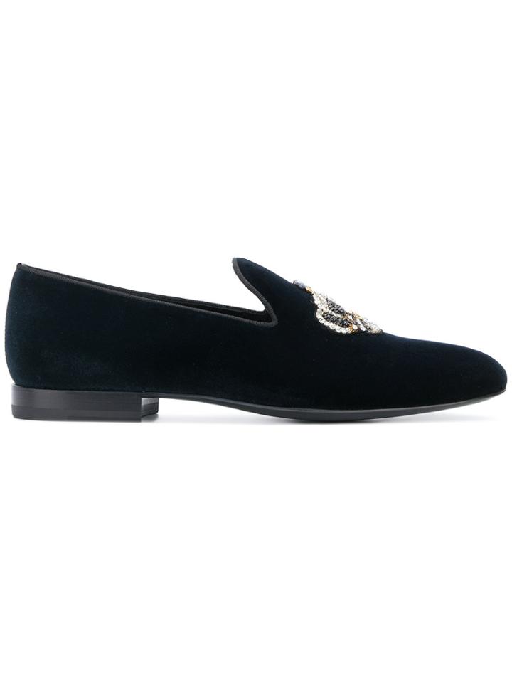 Versace Crown Embellished Loafers - Black