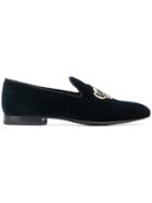 Versace Crown Embellished Loafers - Black