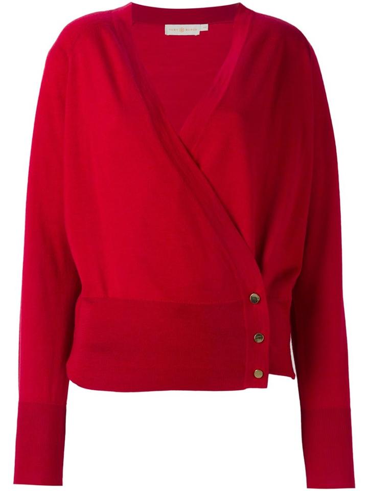 Tory Burch Wrap Cardigan, Women's, Size: Large, Red, Merino