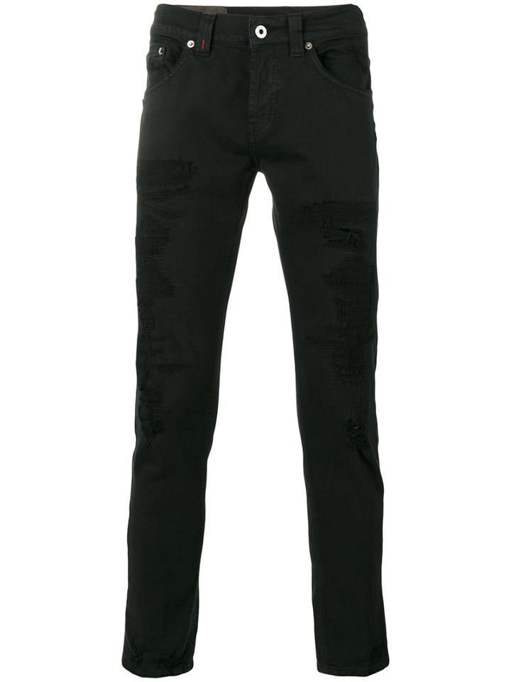Dondup Distressed Skinny Jeans, Men's, Size: 36, Black, Cotton/spandex/elastane
