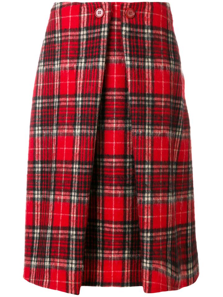 Aspesi Tartan Midi Skirt - Red