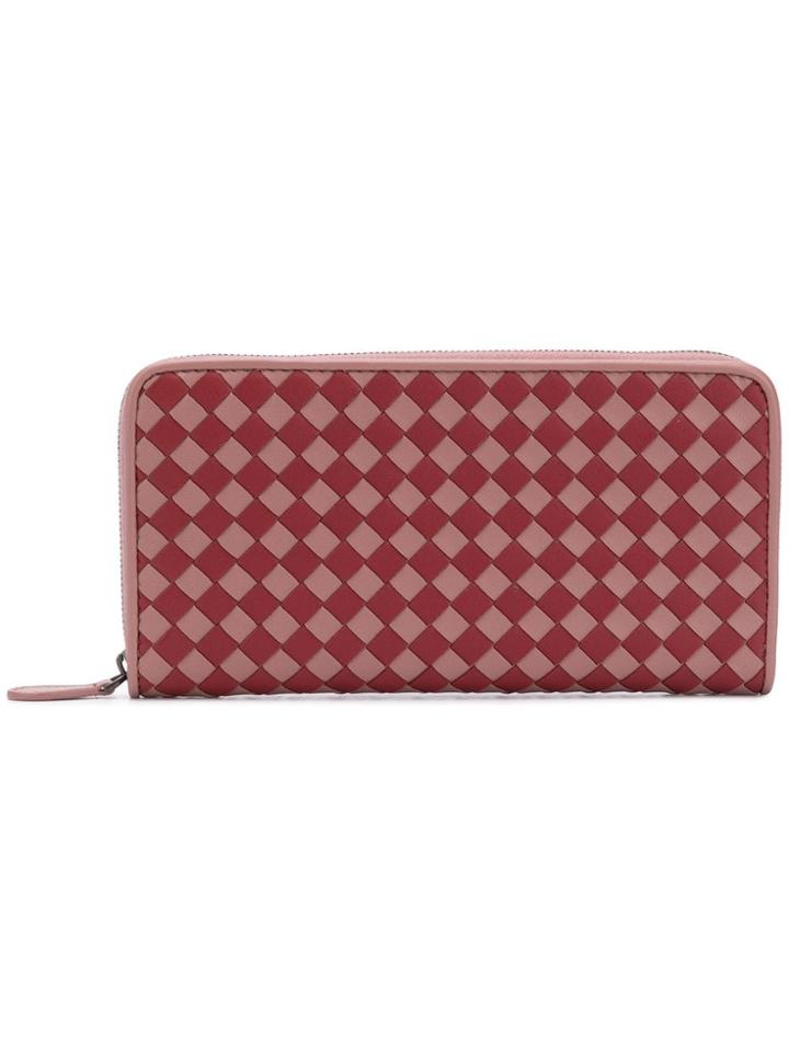 Bottega Veneta Intrecciato Checker Zip-around Wallet - Pink