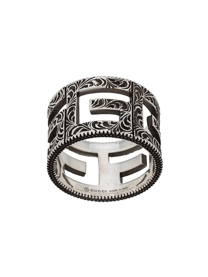 Gucci Ring With Square G Motif - Silver