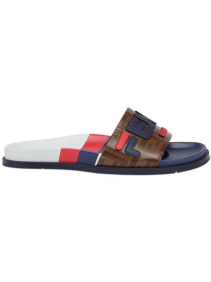 Fendi Multicoloured Fendi Mania Slides - Brown