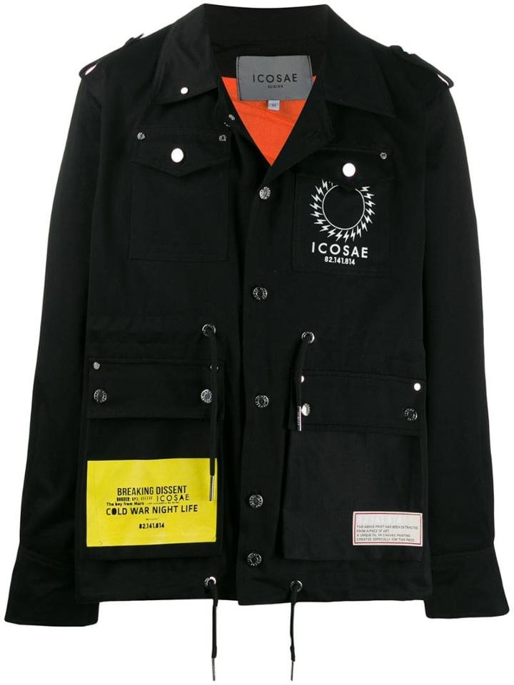 Icosae Logo Print Jacket - Black