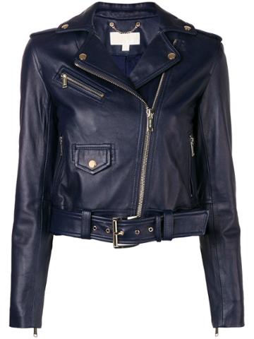 Kors By Michael Kors Cropped Biker Jacket - Blue
