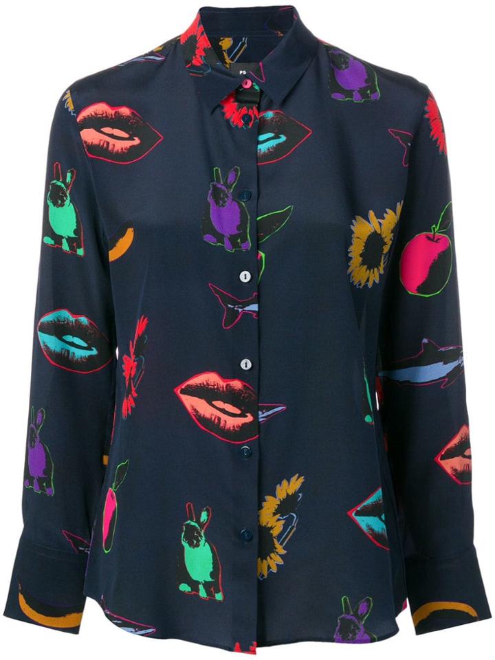 Ps By Paul Smith Lips Print Shirt - Blue