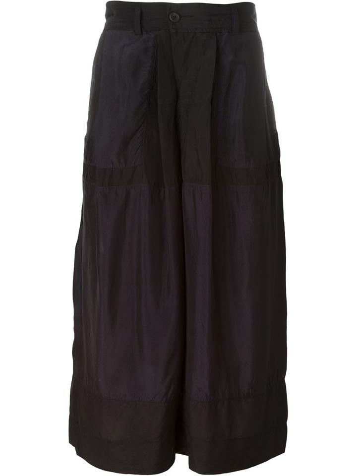 Ziggy Chen Wide Leg Cropped Trousers, Men's, Size: 46, Black, Cupro/silk/cotton