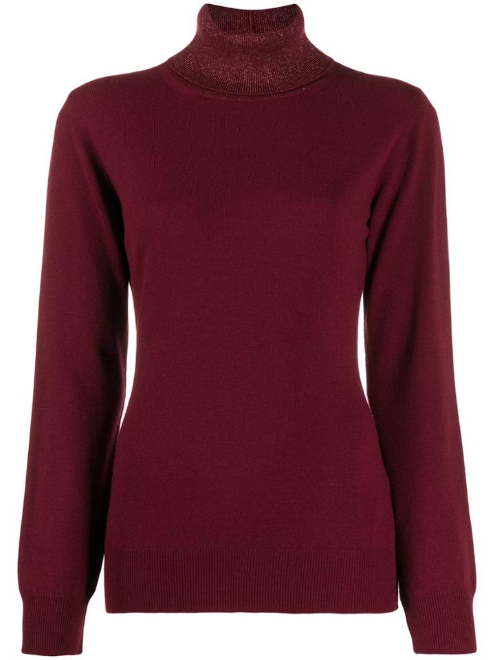 Fabiana Filippi Shimmer Turtle Neck Jumper - Red