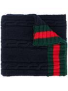 Gucci Kids - Cable Knit Scarf - Kids - Wool - One Size, Blue