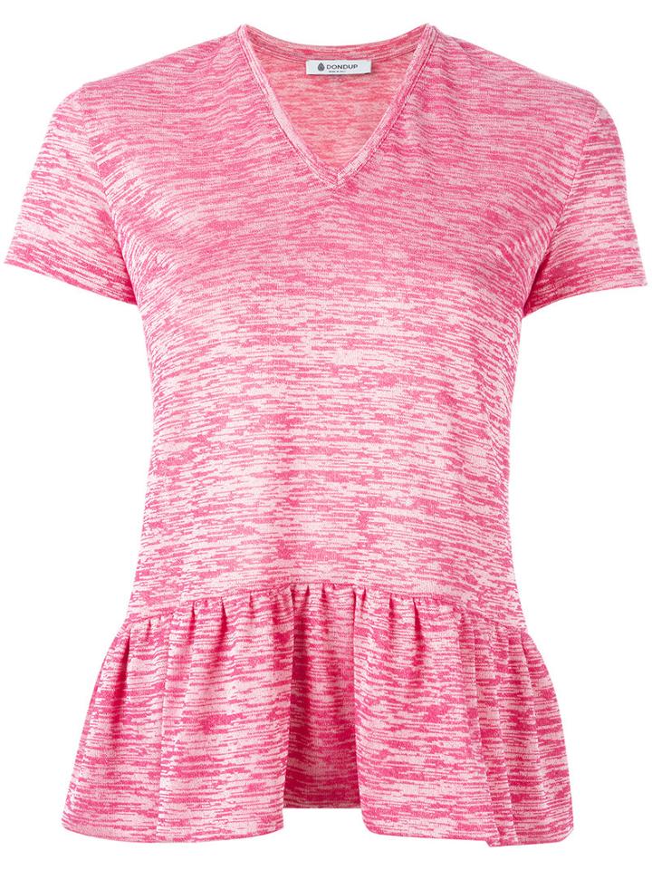 Dondup V Neck Pleated Trim Top, Women's, Size: Small, Pink/purple, Viscose/polyester/polyamide