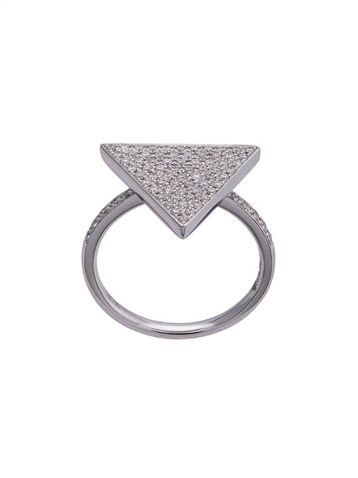 Anita Ko 18kt White Gold Triangle Diamond Ring - Silver