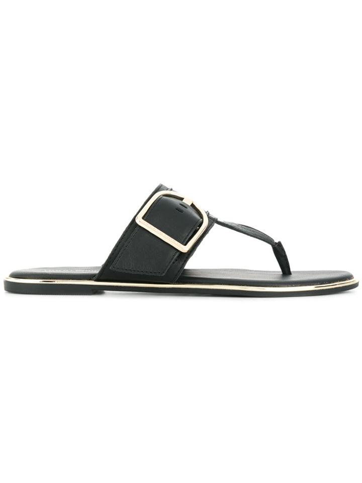 Tommy Hilfiger T-bar Buckle Sandals - Black