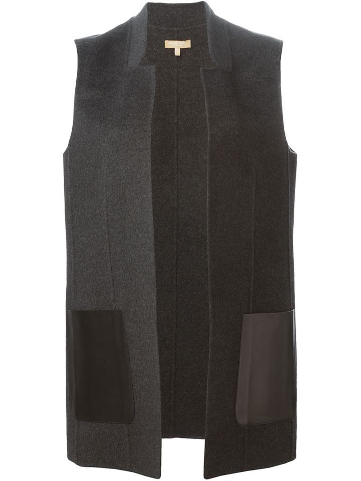 Michael Kors Patch Pockets Vest, Women's, Size: 6, Grey, Angora/virgin Wool/cashgora