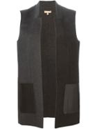 Michael Kors Patch Pockets Vest, Women's, Size: 6, Grey, Angora/virgin Wool/cashgora