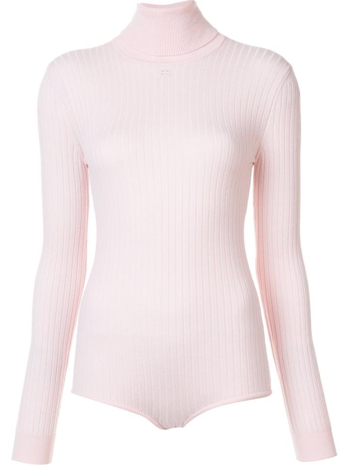 Courrèges Ribbed Turtleneck Bodysuit, Women's, Size: 2, Pink/purple, Merino