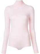 Courrèges Ribbed Turtleneck Bodysuit, Women's, Size: 2, Pink/purple, Merino