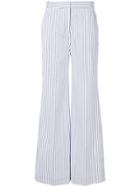 Victoria Victoria Beckham Pinstripe Flared Trousers - White