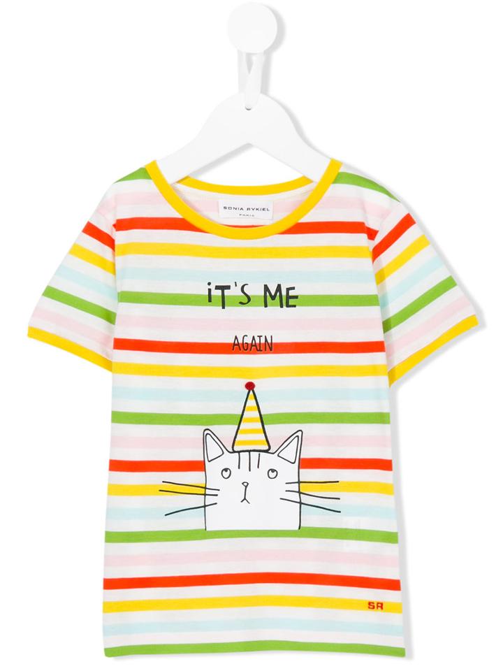 Rykiel Enfant - Striped Cat Print T-shirt - Kids - Cotton/modal - 2 Yrs, White